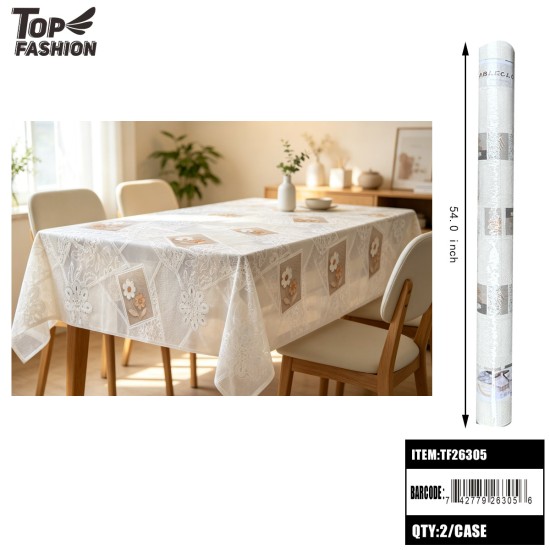 IVORY LACE FLORAL PRINT TABLECLOTH 22Y/2ROLL/44Y/CS