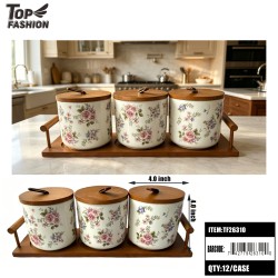 3PC CERAMIC CANISTER SET W/TRAY 12PC/CS
