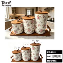 3PC CERAMIC CANISTER SET W/TRAY 12PC/CS