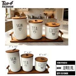 3PC CERAMIC CANISTER SET W/TRAY 12PC/CS