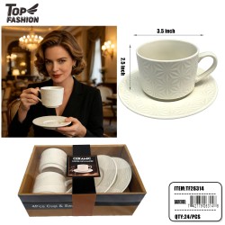 4PCS CERAMIC CUP & SAUCER SET 24PK/CS