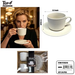 4PCS CERAMIC CUP & SAUCER SET 24PK/CS
