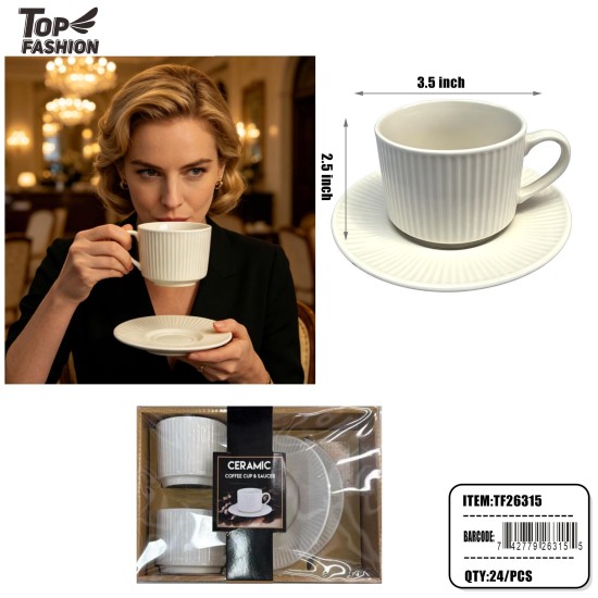 4PCS CERAMIC CUP & SAUCER SET 24PK/CS