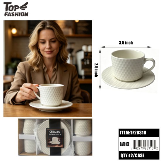8PCS CERAMIC CUP & SAUCER SET 12PK/CS