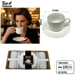 8PCS CERAMIC CUP & SAUCER SET 12PK/CS