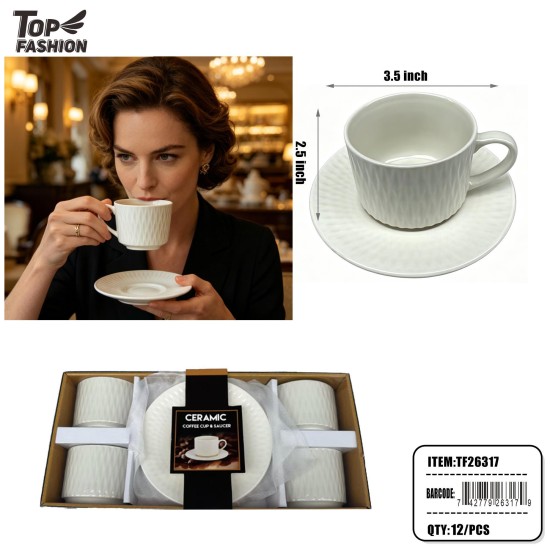 8PCS CERAMIC CUP & SAUCER SET 12PK/CS