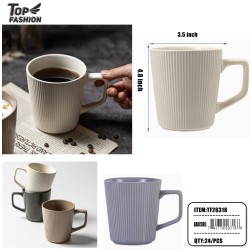 3PCS RIBBED CERAMIC MUG GIFT SET 4CLRS 24PK/CS