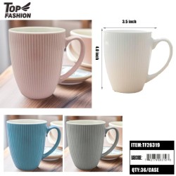 ASSORTED 4COLORS GLAZED CERAMIC MUGS 36PC/CS