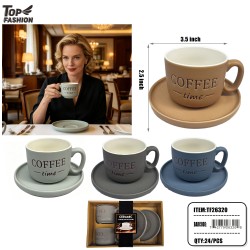 4PCS CERAMIC COFFEE CUP & SAUCER SET 24PK/CS
