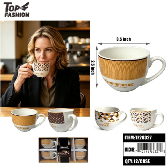 CERAMIC COFFEE CUP SET 4CLR (6PC) 12BX/CS