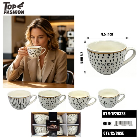 CERAMIC COFFEE CUP SET 4CLR (6PC) 12BX/CS
