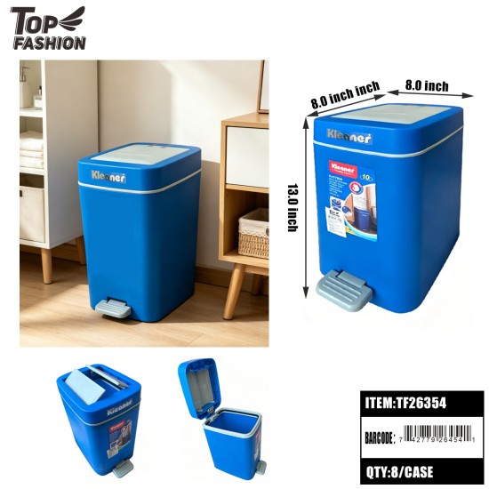 KLEANER 10L STEP-ON TRASH CAN 8PC/CS
