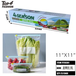 LARGE ZIPPER STORAGE BAGS 11X11 15CT 6DZ/CS