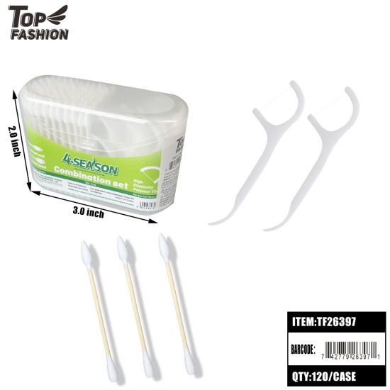 100 COTTON SWABS+ 50 DENTAL FLOSS PICKS 10DZ/CS