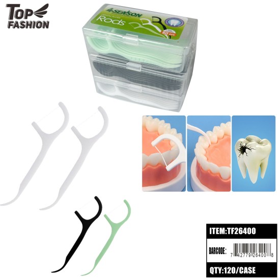 DENTAL FLOSS PICKS 60CT 3COLOR 10DZ/CS