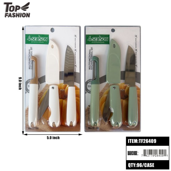 KITCHEN KNIFE 3PIECE-SET 2COLOR 8DZ/CS