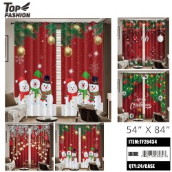 CHRISTMAS PRINT WINDOW CURTAINS 4-ASSORTED 24PC/CS