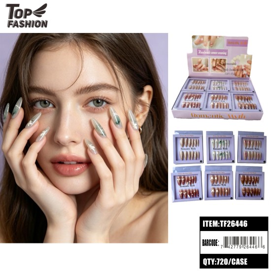 PRESS-ON GEL NAILS W/ GLUE 6 ASSORTED (12PC) 60DZ/CS