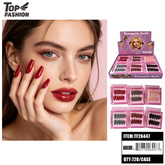 PRESS-ON GEL NAILS W/ GLUE 6 ASSORTED (12PC) 60DZ/CS