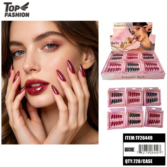 PRESS-ON GEL NAILS W/ GLUE 6 ASSORTED (12PC) 60DZ/CS
