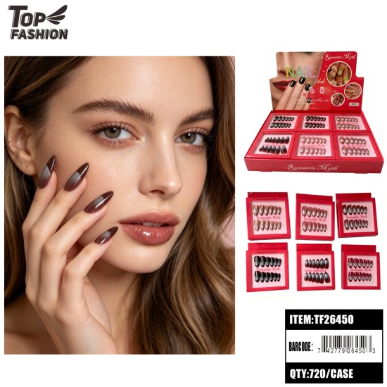 PRESS-ON GEL NAILS W/ GLUE 6 ASSORTED (12PC) 60DZ/CS