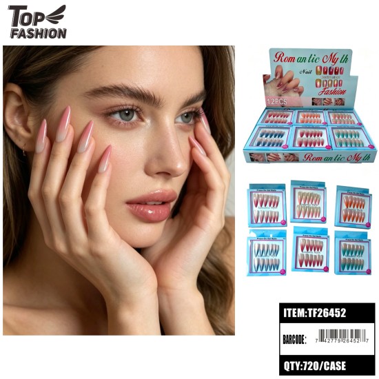 PRESS-ON GEL NAILS W/ GLUE 6 ASSORTED (12PC) 60DZ/CS