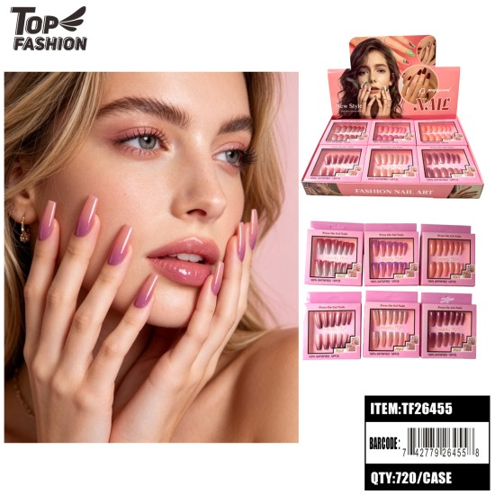 PRESS-ON GEL NAILS W/ GLUE 6 ASSORTED (12PC) 60DZ/CS