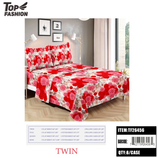 TWIN SIZE FLORAL PRINT BED SHEET 3PC-SET 8PC/CS