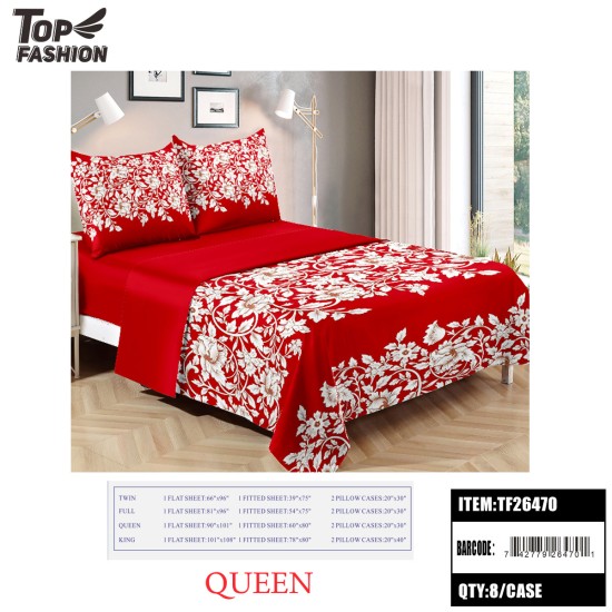 QUEEN SIZE FLORAL PRINT BED SHEET 4PC-SET 8PC/CS