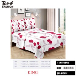 KING SIZE CHERRY PRINT BED SHEET 4PC-SET  8PC/CS
