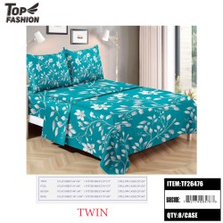 TWIN SIZE FLORAL PRINT BED SHEET 3PC-SET 8PC/CS