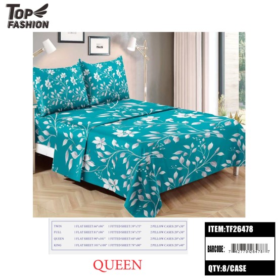 QUEEN SIZE FLORAL PRINT BED SHEET 4PC-SET 8PC/CS