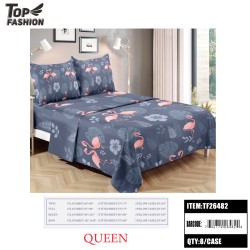 QUEEN SIZE FLAMINGO PRINT BED SHEET 4PC-SET 8PC/CS