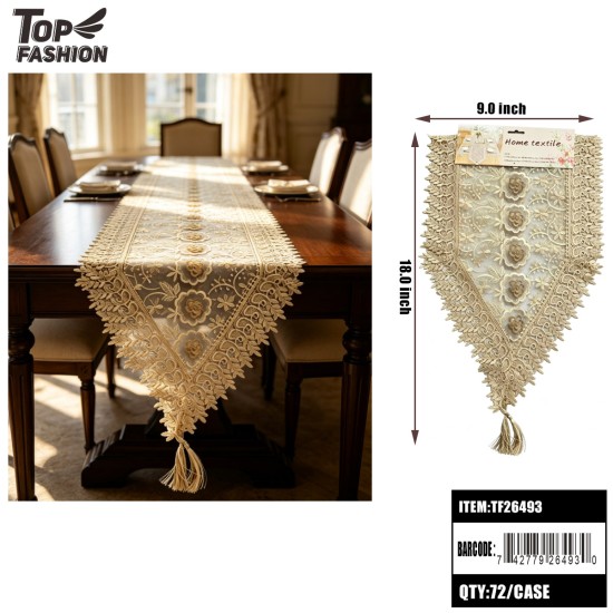 LUXURY EMBROIDERED LACE TABLE RUNNER 12PC/6BG/72PC/CS