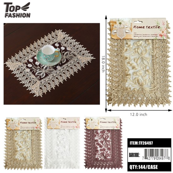 SHEER LACE PLACEMATS 2-PC SET 3COLOR 12DZ/CS