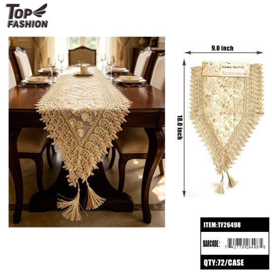 LUXURY EMBROIDERED LACE TABLE RUNNER 12PC/6BG/72PC/CS