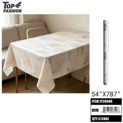 GOLD FOIL FEATHER&GEOMETRIC PRINT TABLECLOTH 22Y/2ROLL/44Y/CS