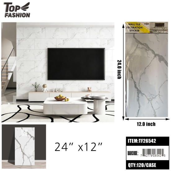 WALL TILE STICKER WHITE MARBLE SELF-ADHESIVE 10DZ/CS