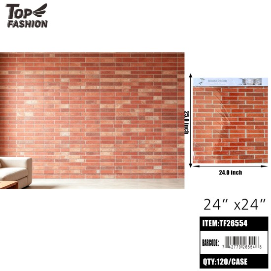 WALL STICKER 3D RED BRICK TEXTURE SELF-ADHESIVE 10DZ/CS