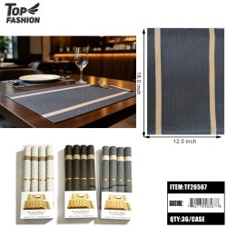 PLACEMAT 3-COLOR MIX HERRINGBONE WOVEN PVC 3DZ/CS