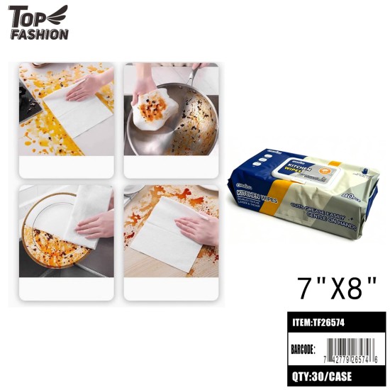 KITCHEN CLEANING WIPES 80CT 7X8 30BG/CS