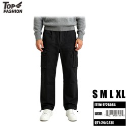 MENS BLACK WINDPROOF CARGO PANTS 6PC/4BG/24PC/CS
