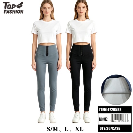 WOMENS SKINNY PANTS 2-COLOR BUTTON-FRONT 6PC/6BG/36PC/CS